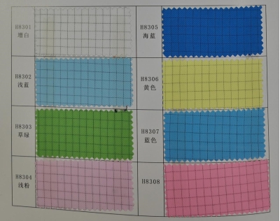 GZ-BLH H830 Anti-static Isolation Fabric Composition: 98% Polyester + 2% Carbon Fiber Yarn Count: 75D*75D Density: 205*114 Width: 150cm Weight: 115±5gsm Weave: 2/3 Twill Point-to-point Resistance: 10~6-10~7 Function: Anti-static, better barrier rate 45 degree